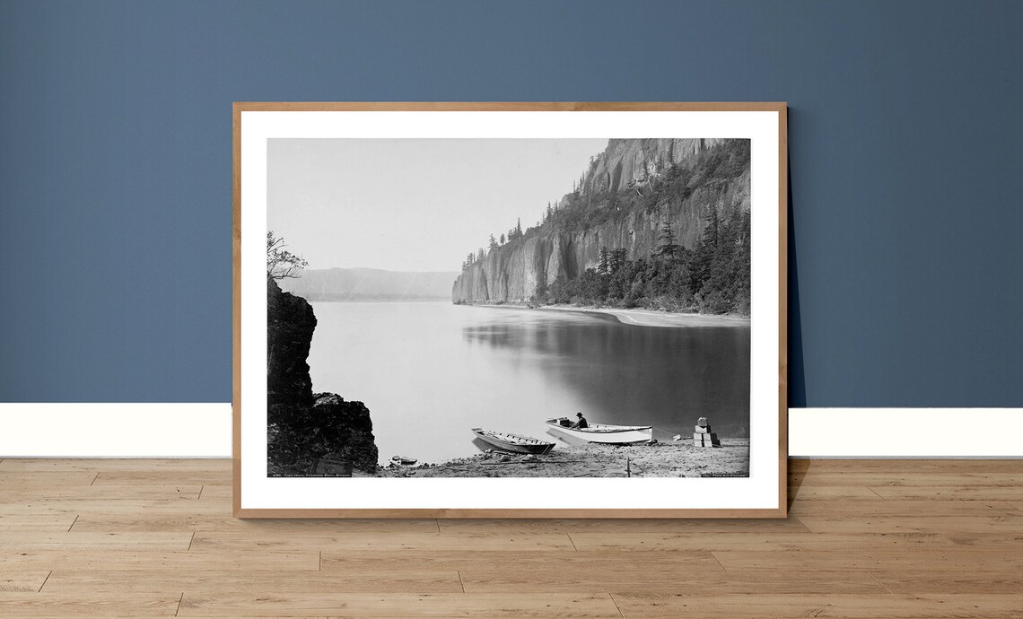Cape Horn Columbia River Vintage Black and White River Photo Poster