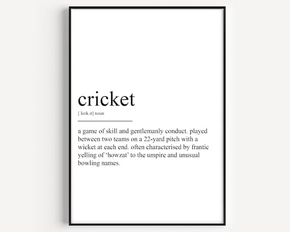 Cricket Definition Art Print, Sports Dictionary Style