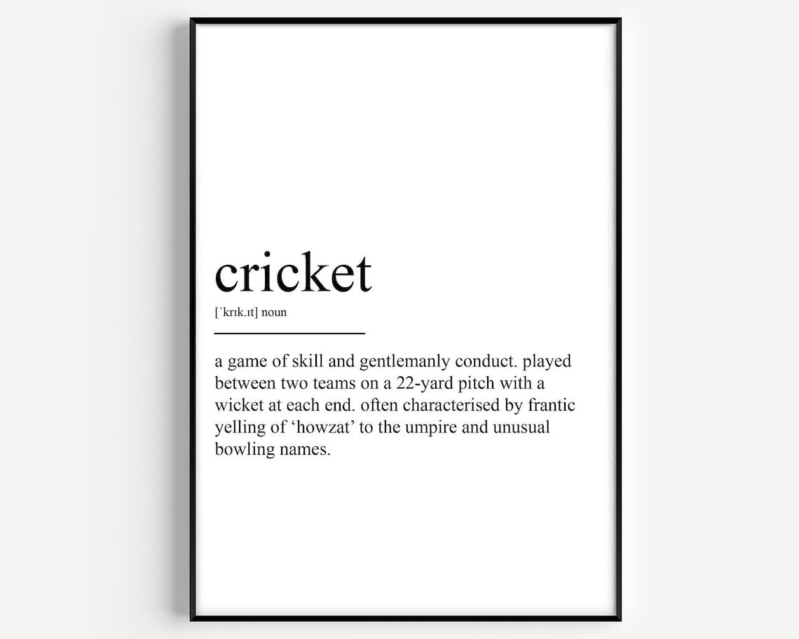 Cricket Definition Art Print, Sports Dictionary Style