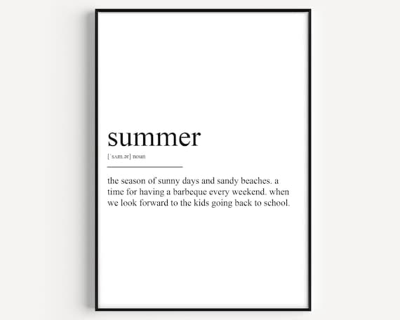 Summer Definition Funny Dictionary Quote Minimalist Art Poster