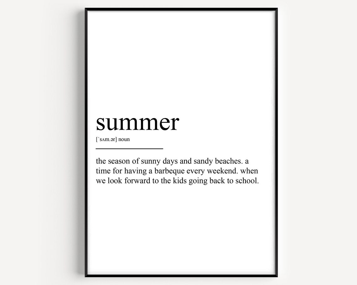 Summer Definition Funny Dictionary Quote Minimalist Art Poster
