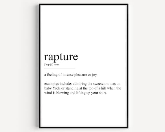 Rapture Definition Print Joy Baby Yoda Funny Quote Wall Decor