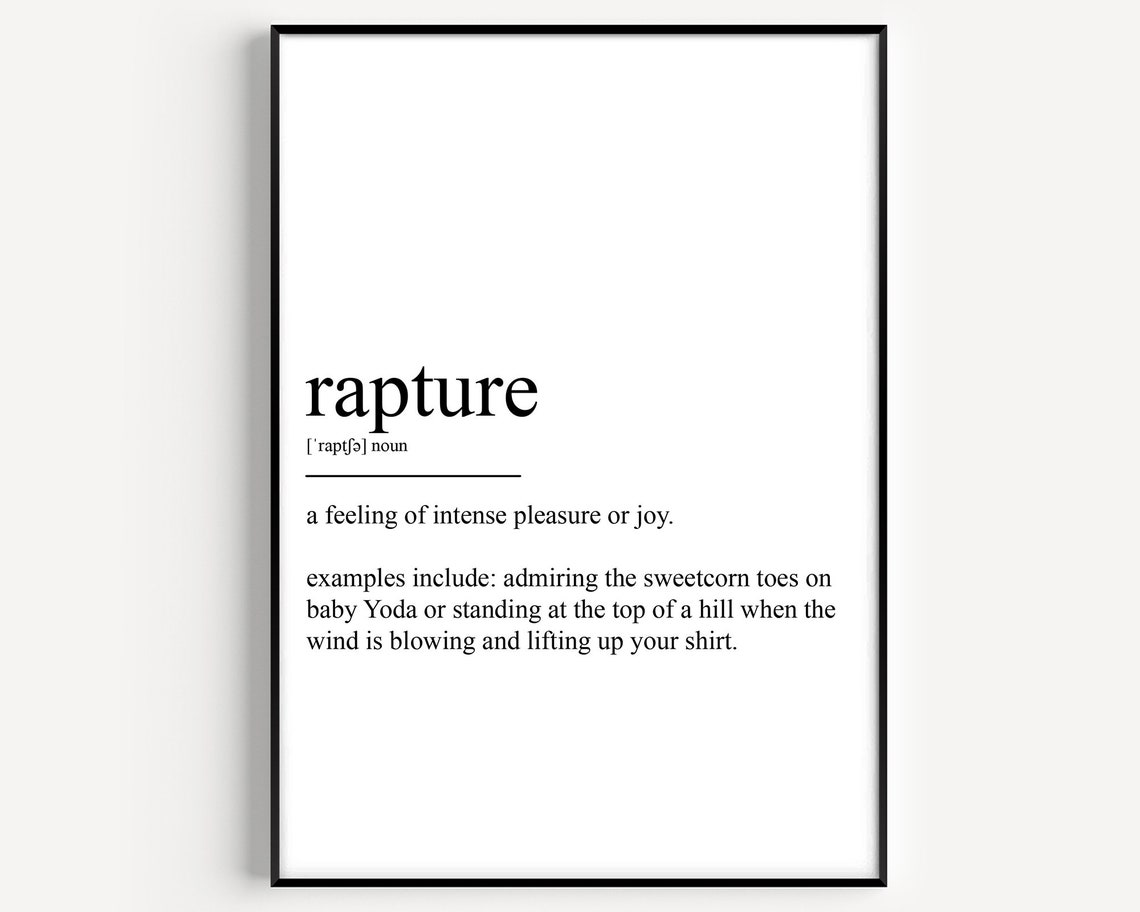 Rapture Definition Print Joy Baby Yoda Funny Quote Wall Decor