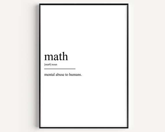 Math Funny Dictionary Definition Teacher Gift Classroom Humor Poster