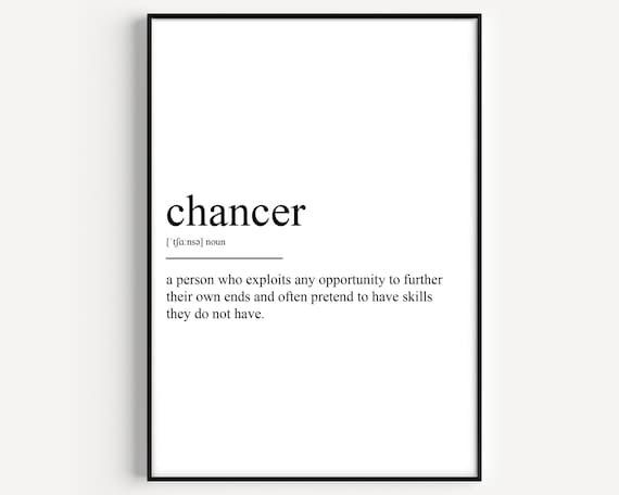 Chancer Dictionary Definition Funny Typography Word Art Poster