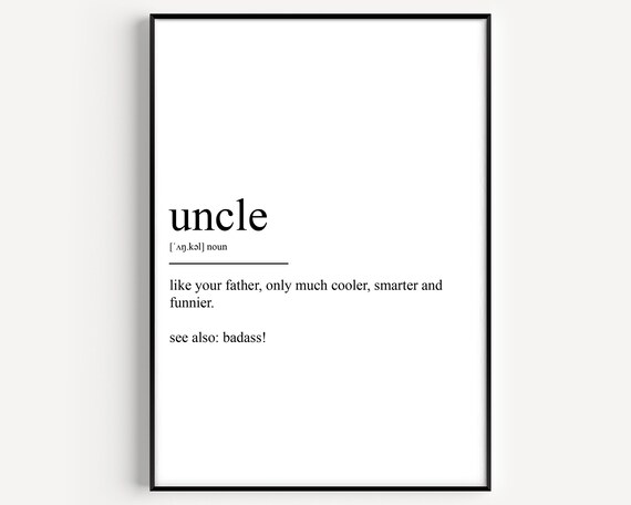 Sarcastic Funny Uncle Definition Print Like Father Cooler Gift