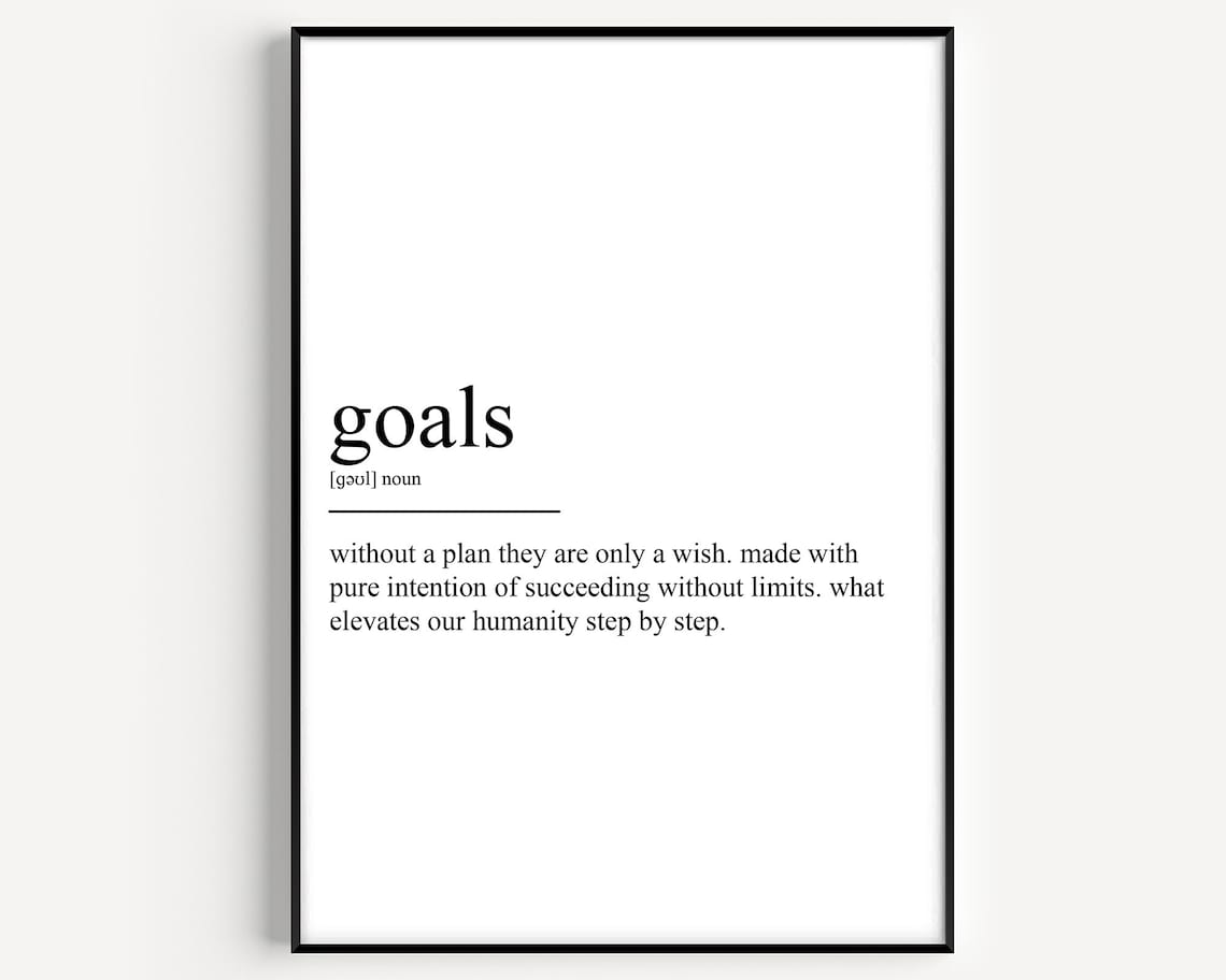 Goals Inspirational Definition Minimalist Quote Typography Poster