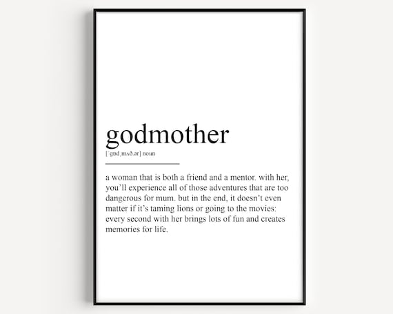 Godmother Heartfelt Definition Gift Typography Style Art Poster