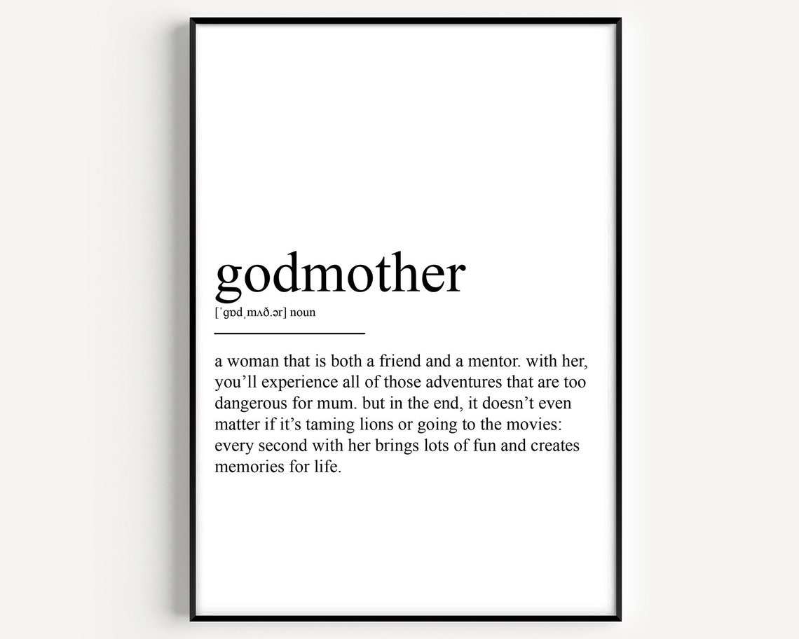 Godmother Heartfelt Definition Gift Typography Style Art Poster