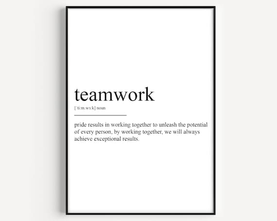 Teamwork Dictionary Definition Word Meaning Office Wall Poster