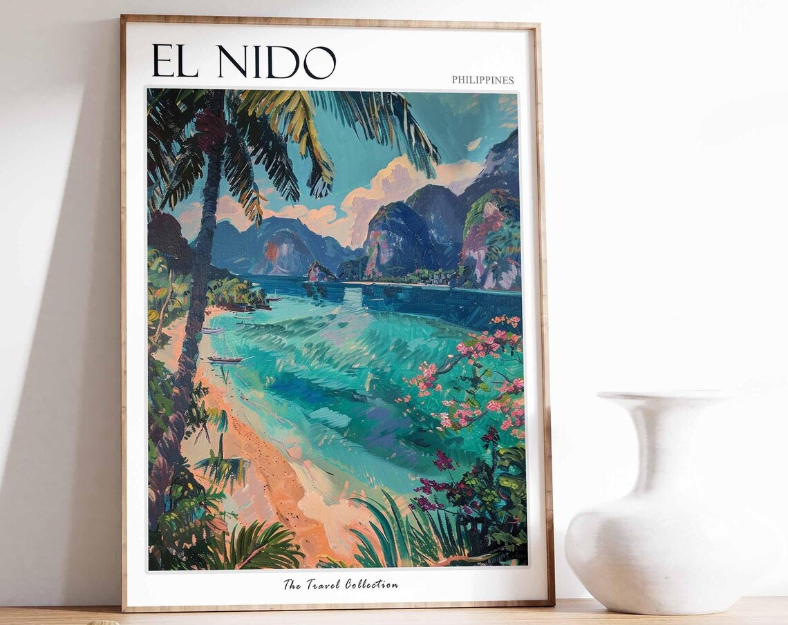 El Nido Philippines Turquoise Lagoon Tropical Beach Travel Poster