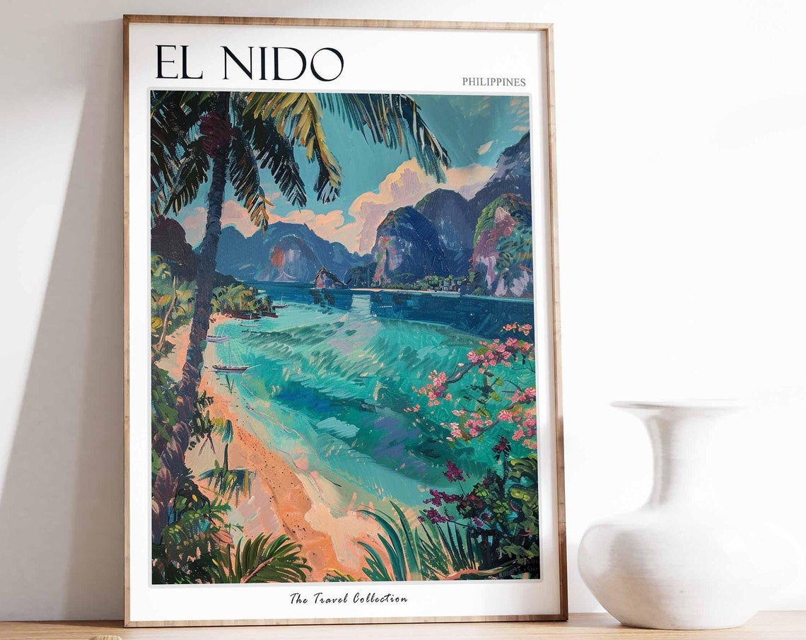 El Nido Poster Philippines Travel Print Filipino Decor Asia Travel Poster Asian Wall Art Sea Print El Nido Gift El Nido Travel Poster