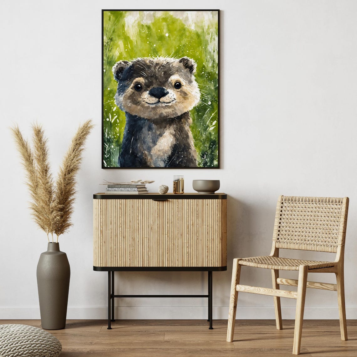 Cute Baby Otter Art Print Playful Otter Portrait Kids Room Decor Nursery Wall Art Animal Lover Gift 8x10 24x36 Cozy Wildlife Poster - Image 2