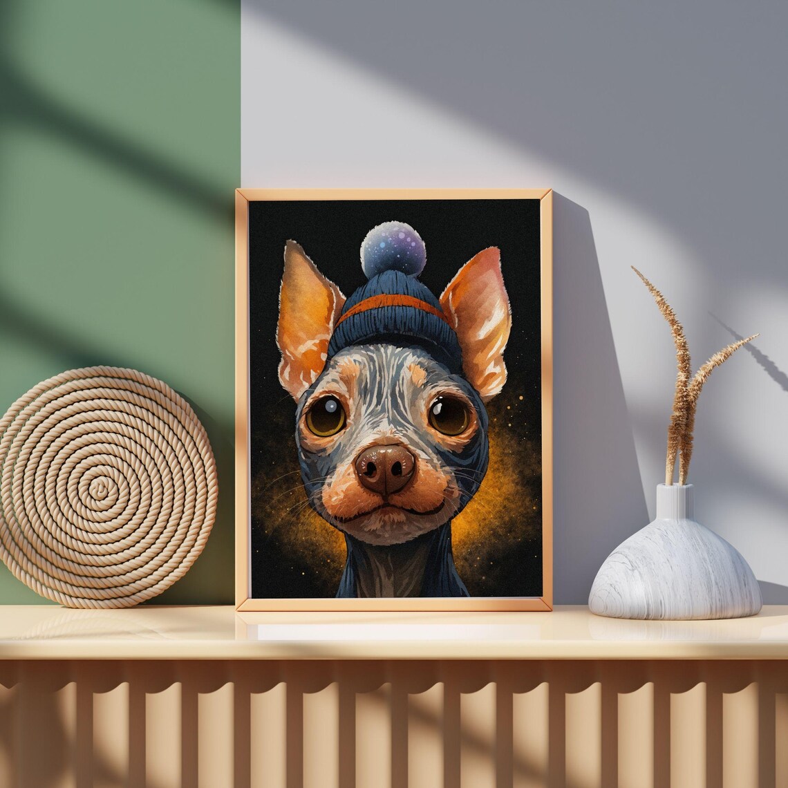 Chihuahua in Blue Winter Beanie Hat Funny Dog Portrait Poster - Image 8
