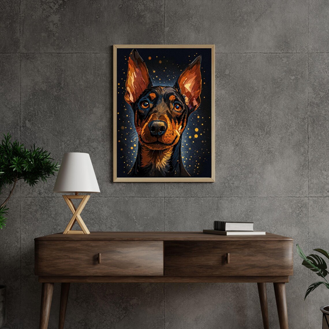 Doberman Pinscher Portrait Starry Night Black and Tan Wall Art - Image 4