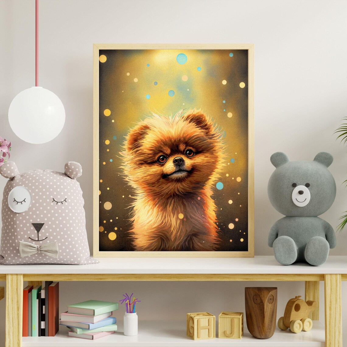Golden Pomeranian Puppy Bokeh Gold Background Dog Portrait Poster - Image 6