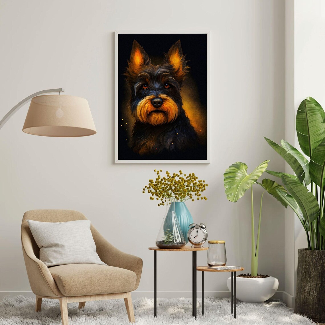 Scottish Terrier Puppy Golden Black Dramatic Dog Portrait Art Poster - Image 8