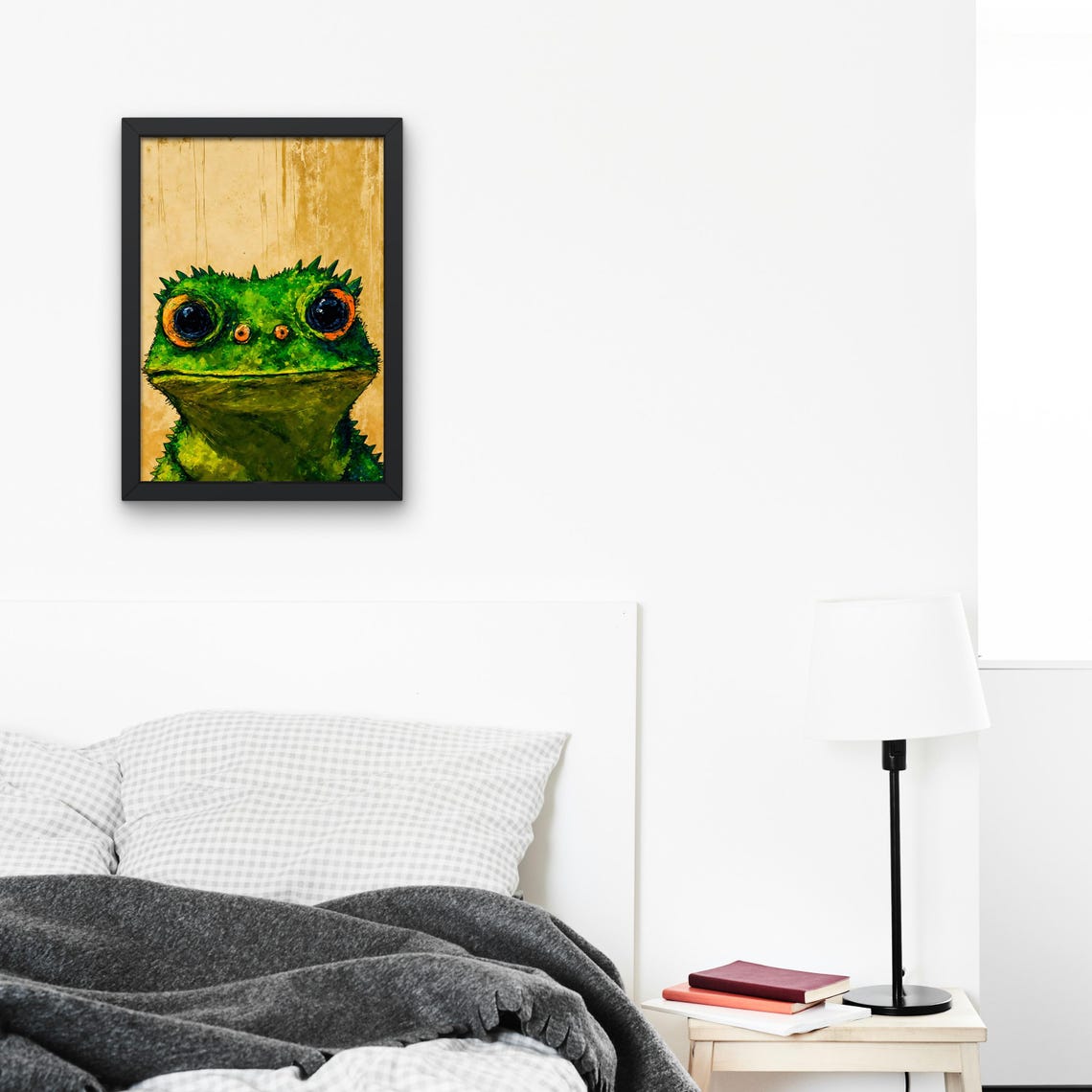Green Spiky Lizard Big Orange Eyes Portrait Exotic Reptile Poster - Image 3