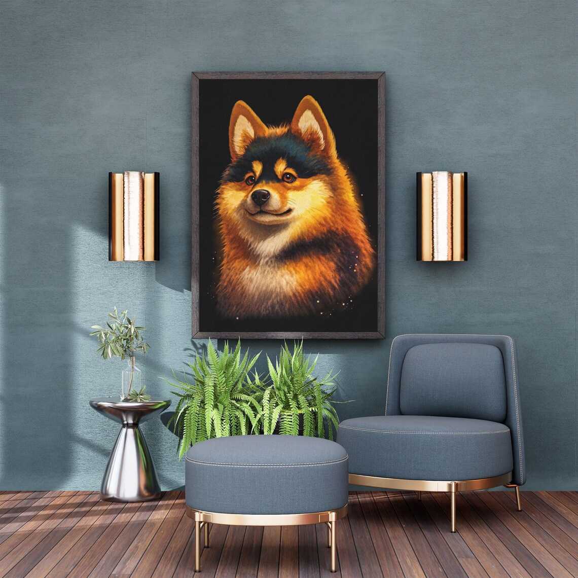 Finnish Lapphund Puppy Blue Eyed Nordic Spitz Dog Portrait Poster - Image 7