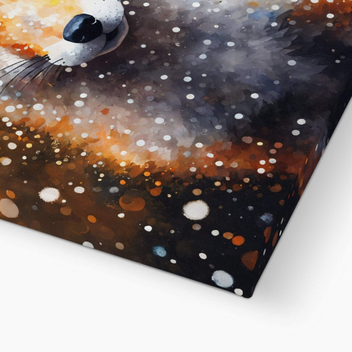 Baby Fox Kit Portrait Orange White Snow Specks Tender Nursery Art Poster - Image 2