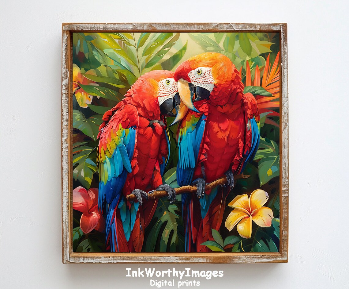 Parrot Pair Art Print, Tropical Bird Decor - Image 6