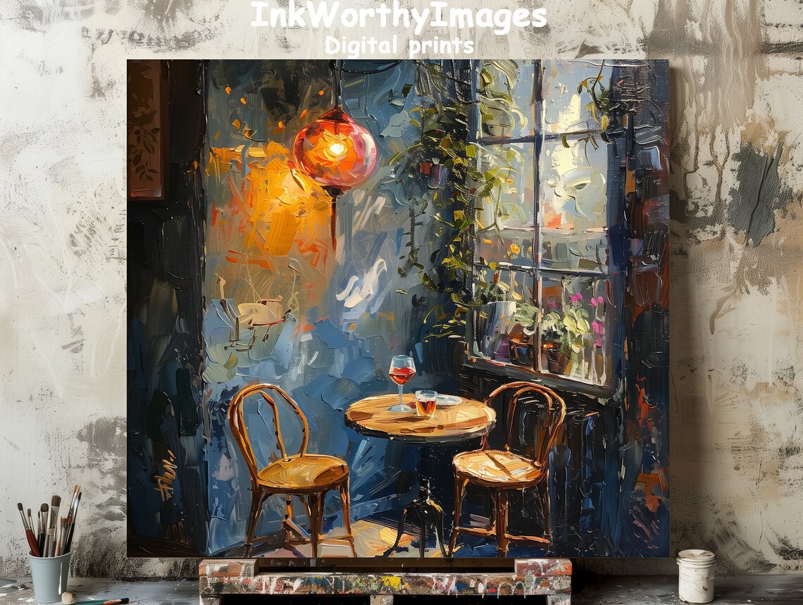 Cozy Restaurant Corner, Vintage Romantic Wall Art