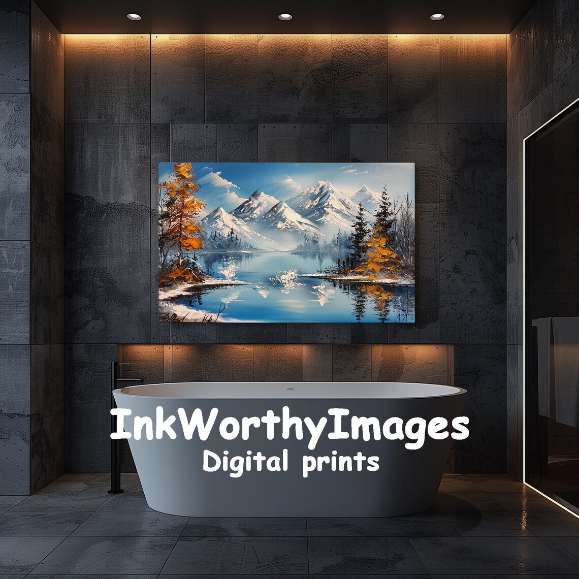 Winter Wonderland Majestic Mountain Landscape, Impressionist - Image 5