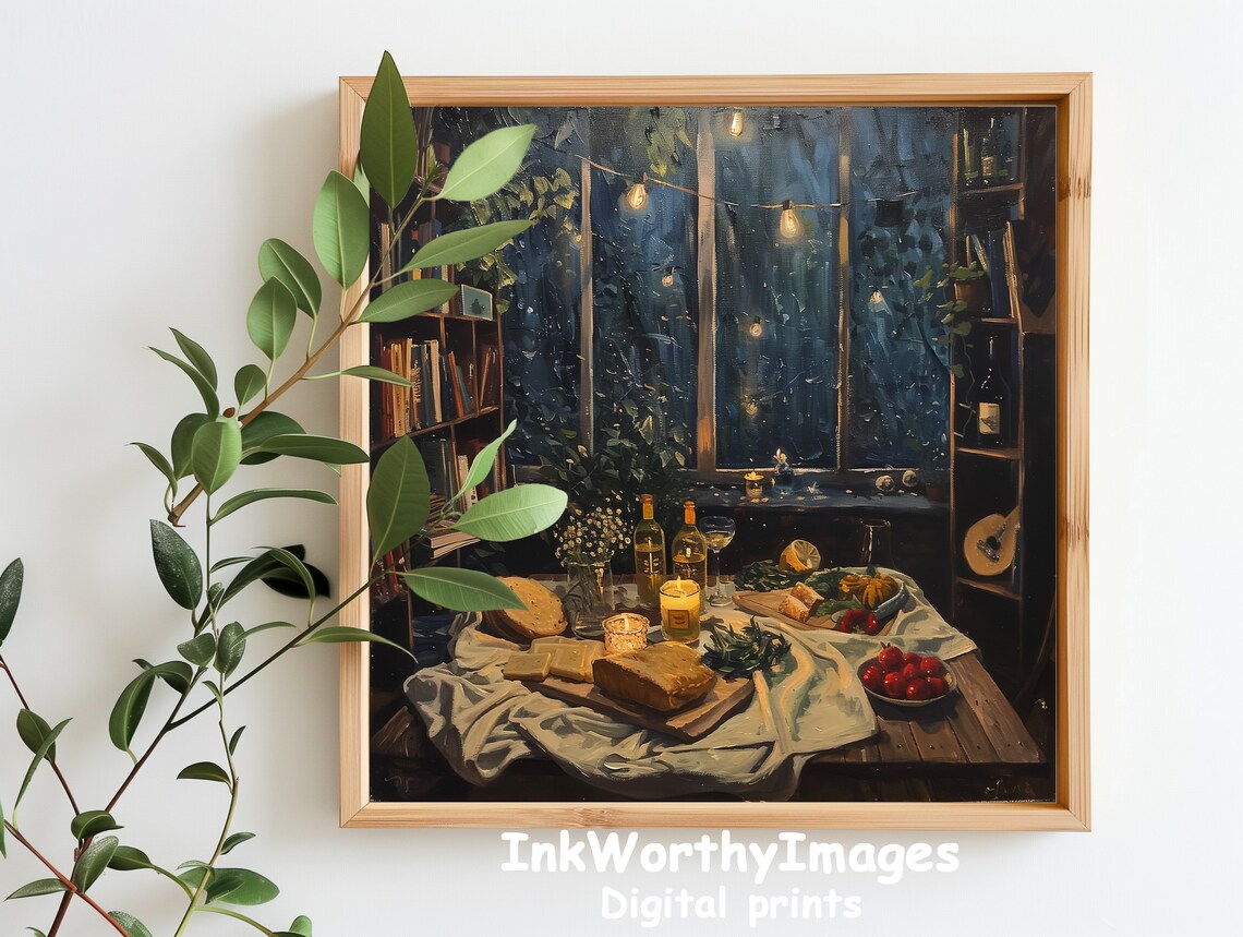 Evening Feast, Cozy Dining Scene Art Print - Image 5
