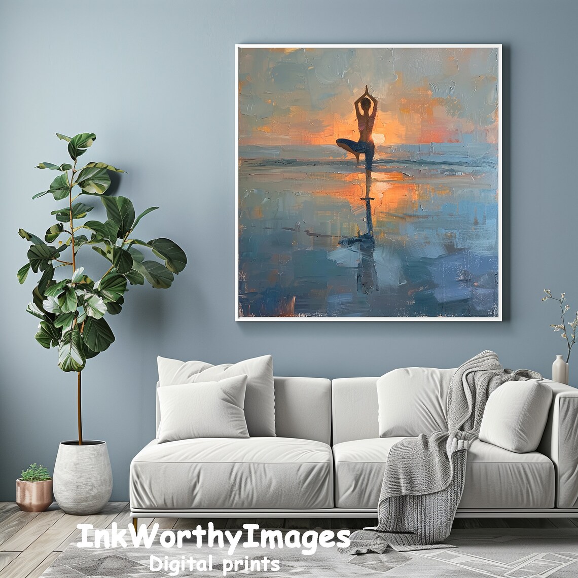 Sunset Yoga Art Print, Serene Meditation Decor - Image 2