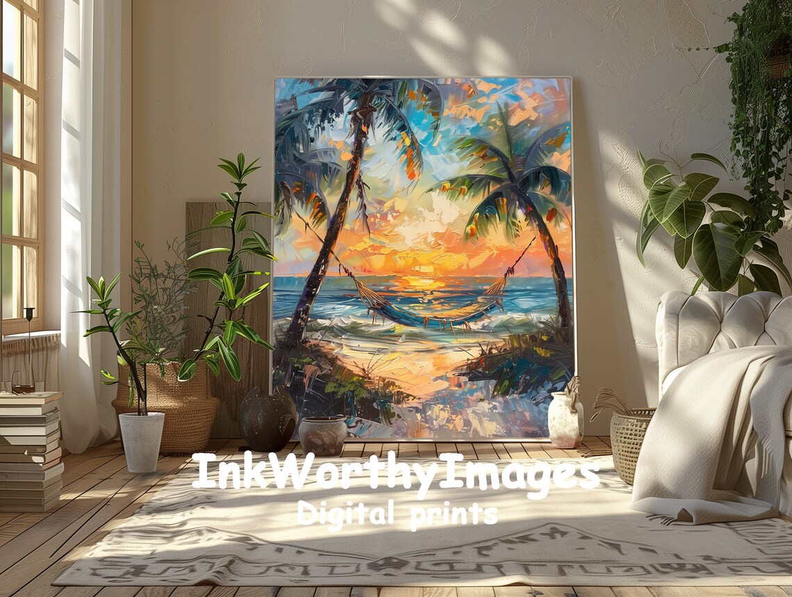Tropical Beach Sunset, Relaxing Coastal Scene - Image 5