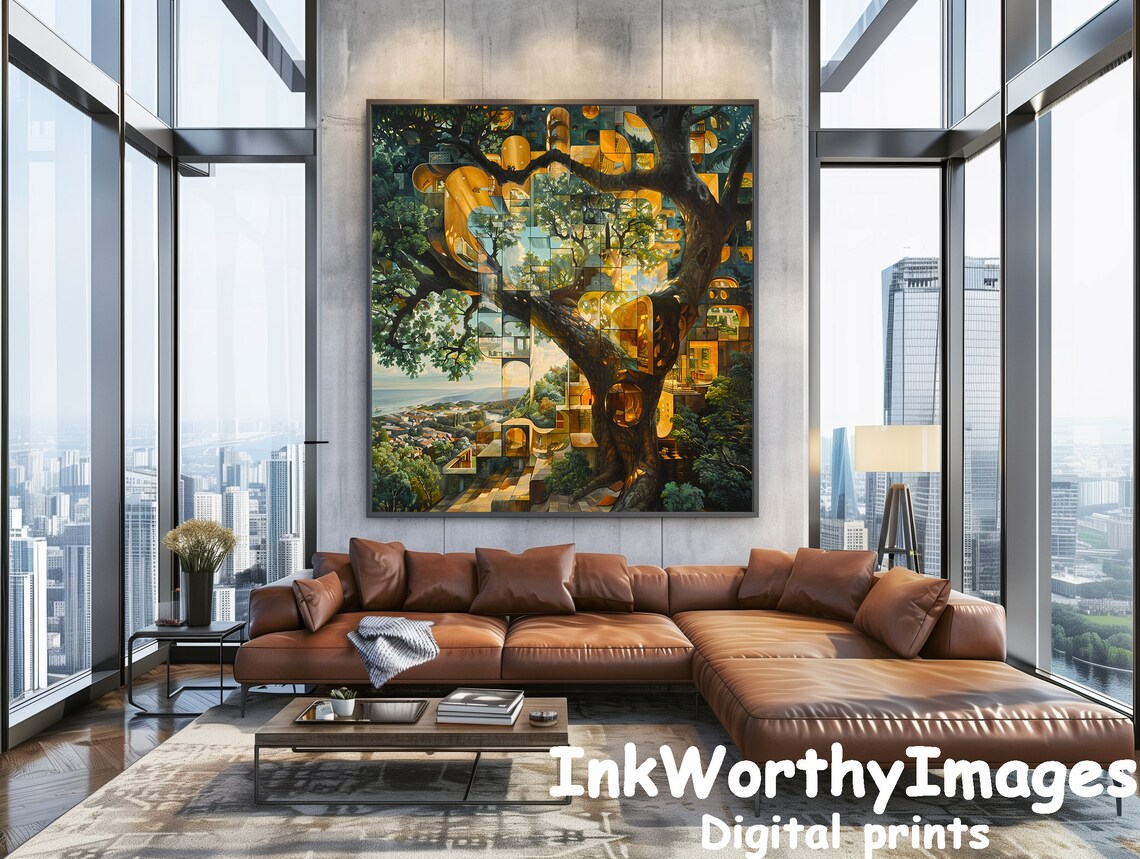 Enchanted Treehouse, Surreal Nature Landscape Art Print - Image 3