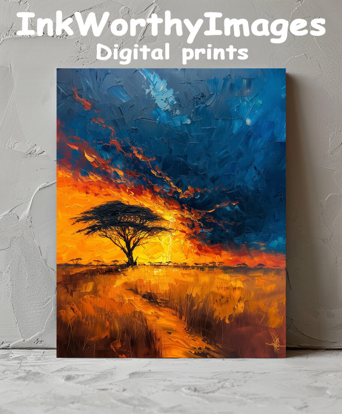 Sunset In The Savannah, African Landscape Painting