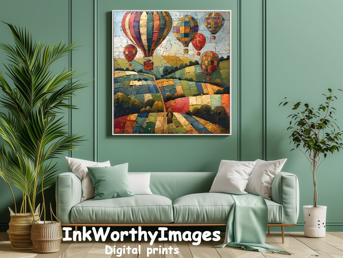 Colorful Hot Air Balloons Art Print, Vibrant Landscape - Image 3