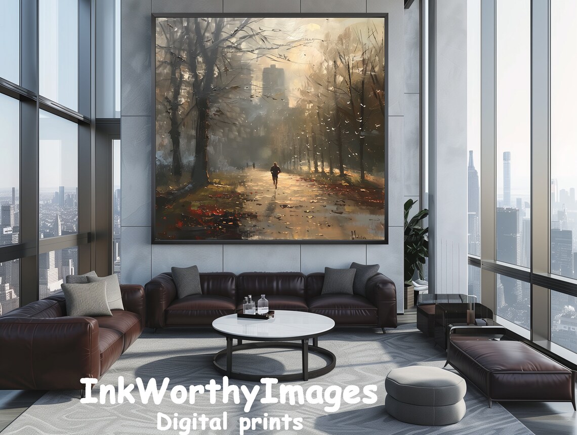 Morning Jog In The Park, Autumn Pathway Art - Image 5