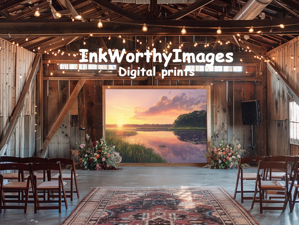 Tranquil Sunset Over Marshlands, Serene Waterscape - Image 6