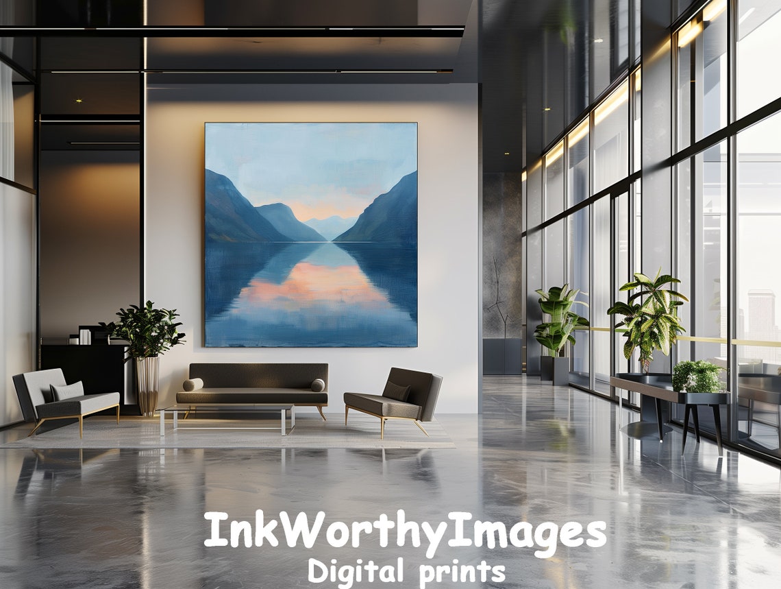 Tranquil Mountain Lake Sunset Art Print - Image 4