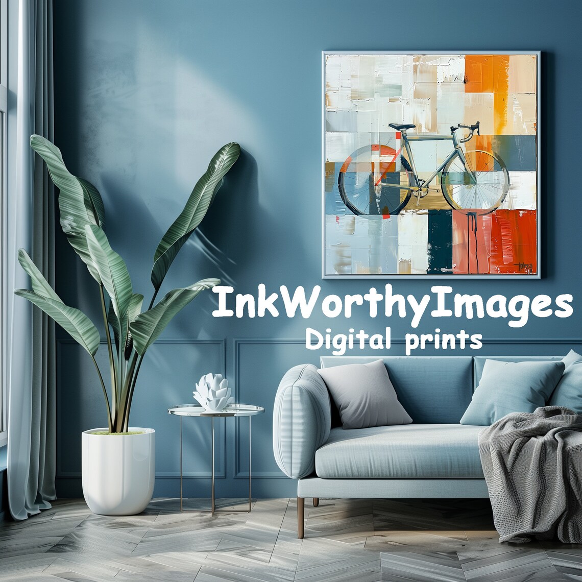 Colorful Bicycle Painting, Modern Abstract Art - Image 3