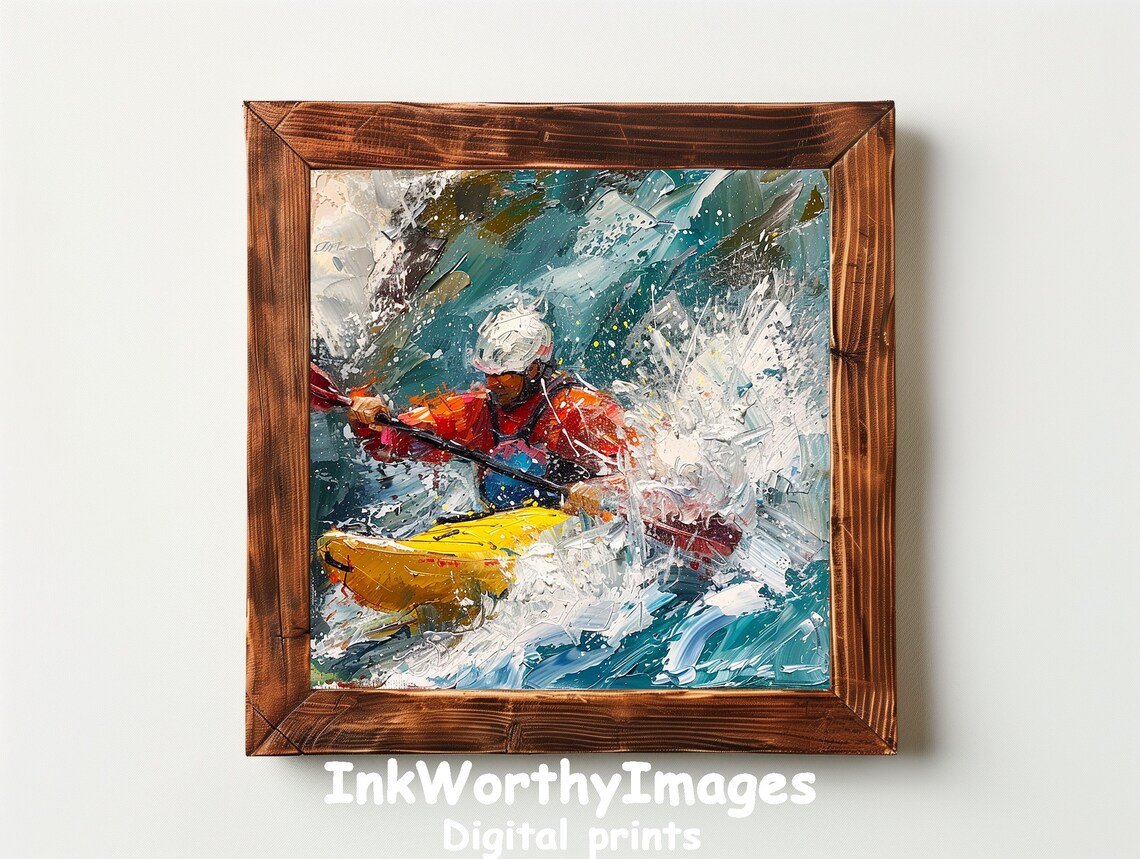 Dynamic Kayaker In Rapids Adventure Art - Image 2