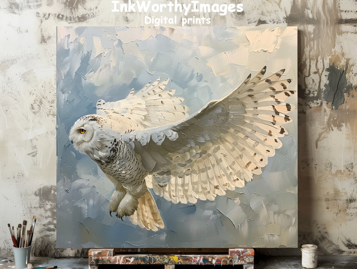 Majestic Snowy Owl In Flight, Wildlife Painting