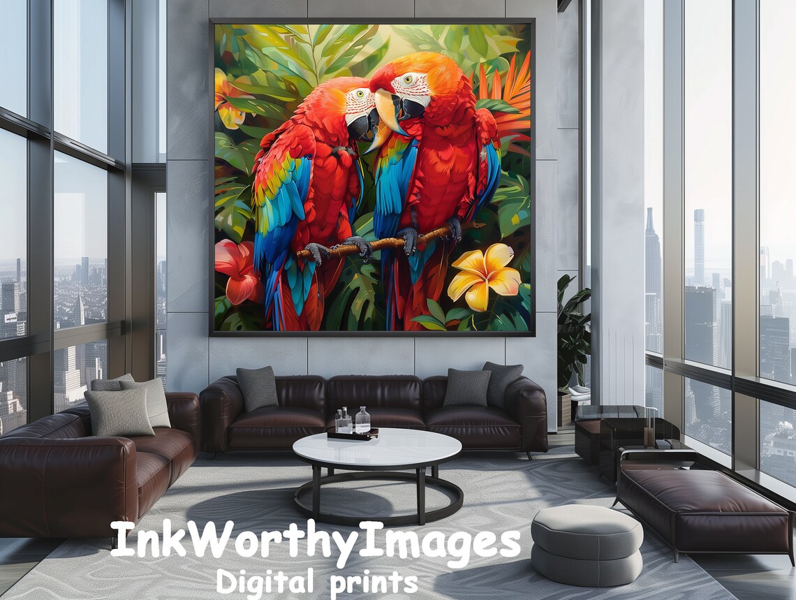 Parrot Pair Art Print, Tropical Bird Decor - Image 5