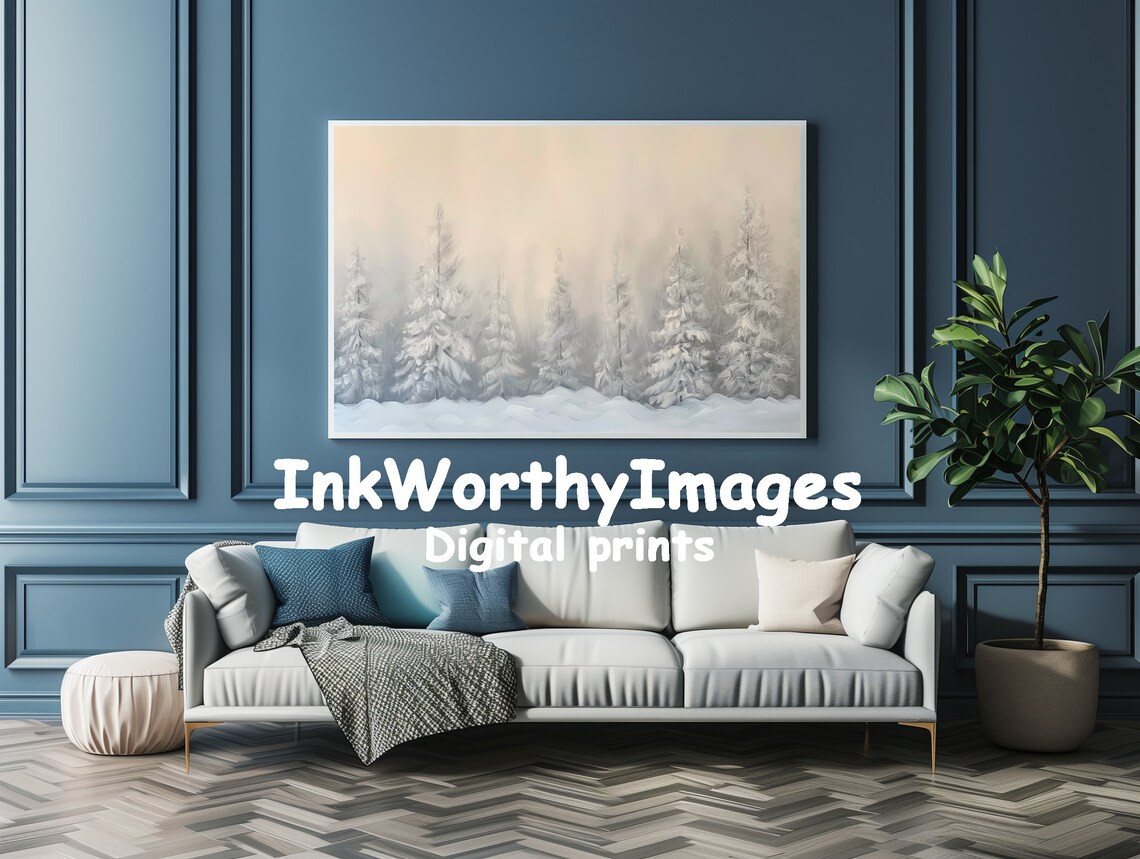 Minimalist Winter Forest, Serene Snowy Landscape - Image 4