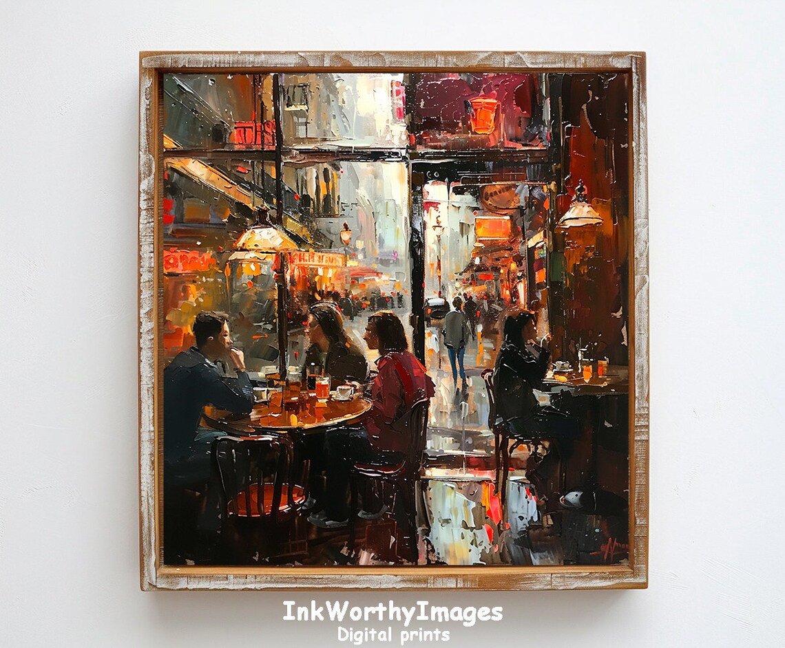 Cozy Urban Parisian Cafe, Warm Evening Street Scene - Image 5