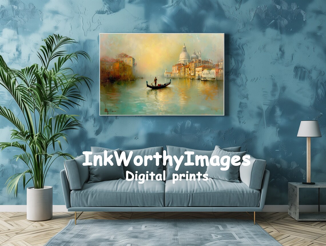 Venetian Canal Sunrise Gondola Serenade, Watercolor Art Print - Image 6