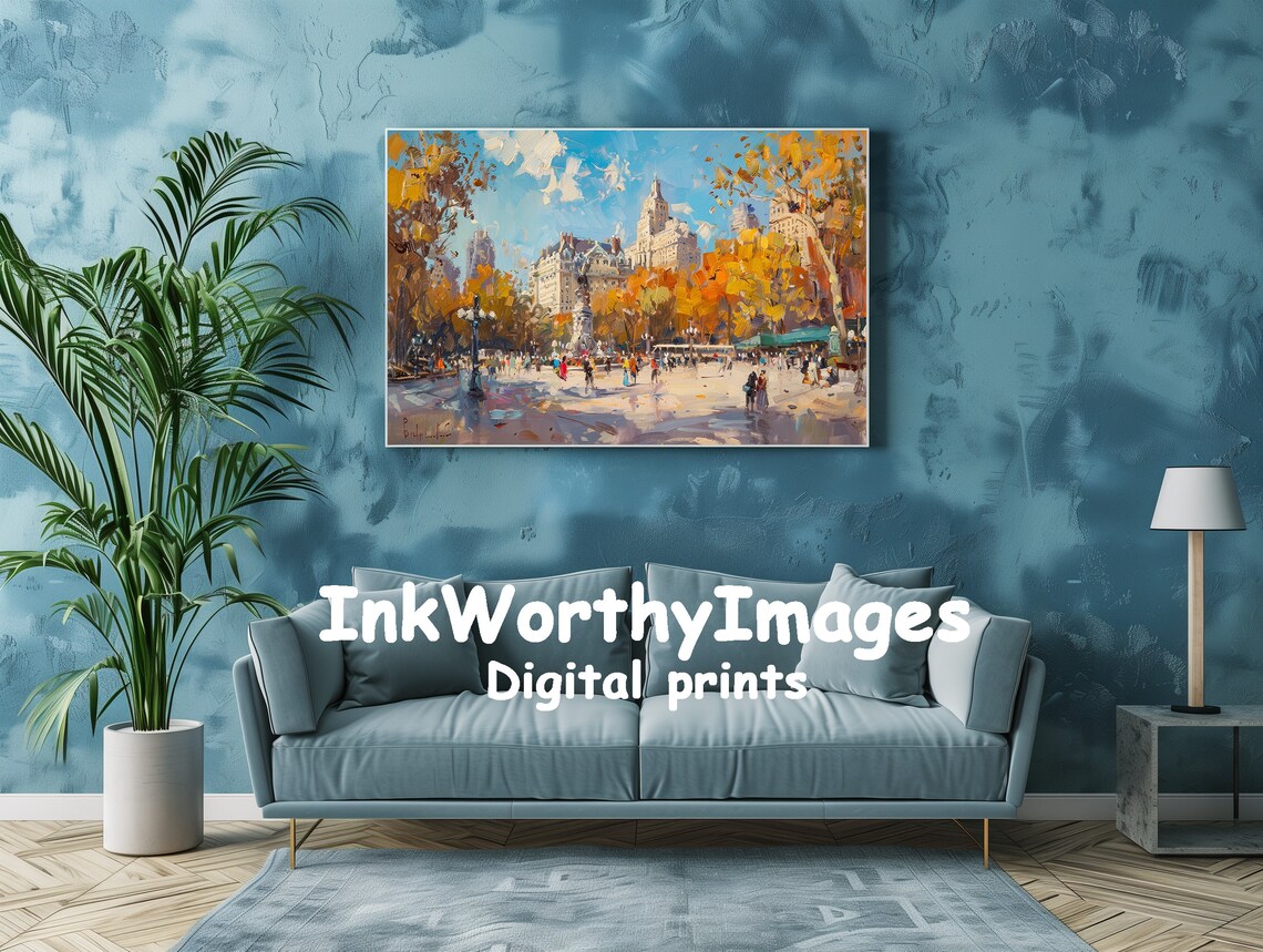 Charming Autumn City Park, Vibrant Seasonal Scene - Image 2