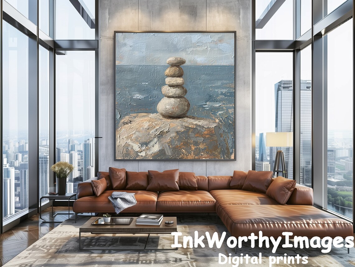 Zen Stone Balance Art Print, Tranquil Coastal Decor - Image 4