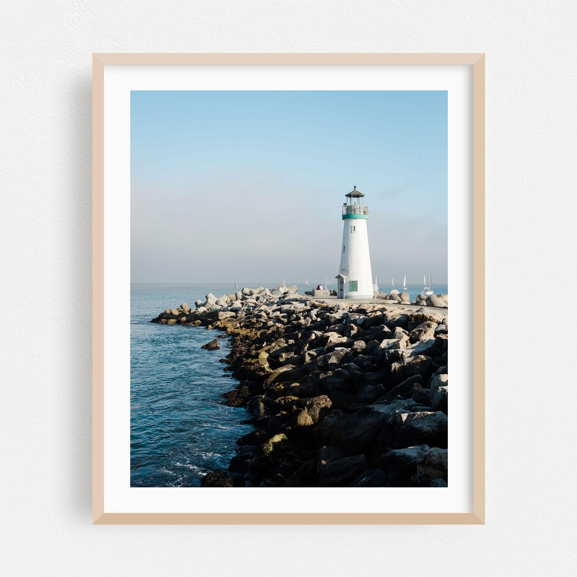 Santa Cruz California Lighthouse Rocky Breakwater Photo Poster