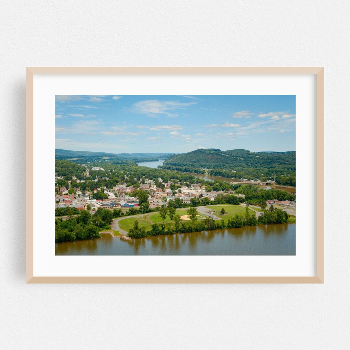 Selinsgrove Pennsylvania River Town Aerial Photography Poster
