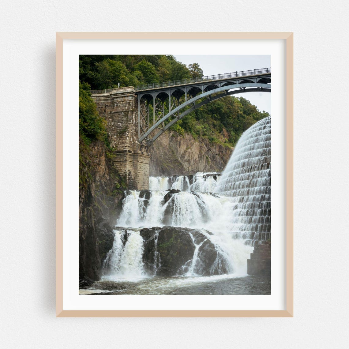 Croton Dam Stone Bridge Arch Over Waterfall Color Photo Poster