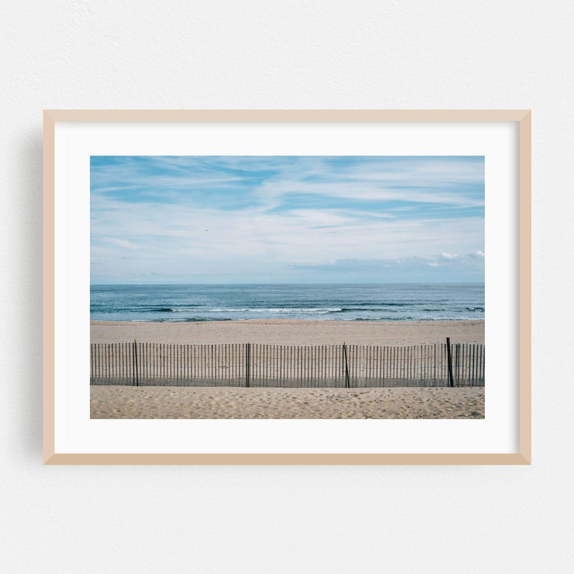 Asbury Park New Jersey Beach Minimal Ocean Sand Fence Summer Poster