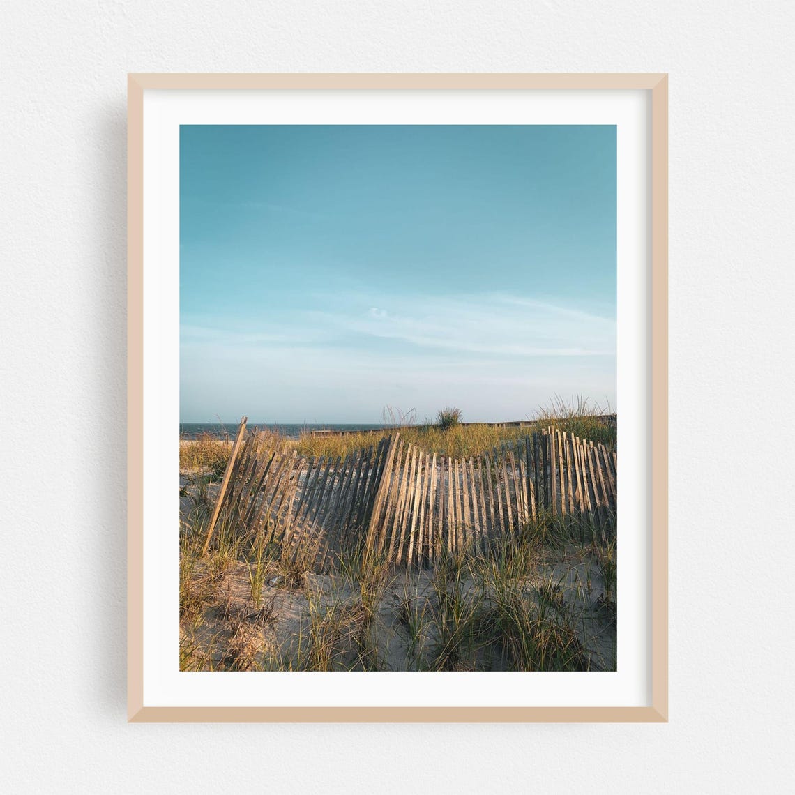 Beach Dune Fence Sea Grass Coastal Photography Minimalist Print